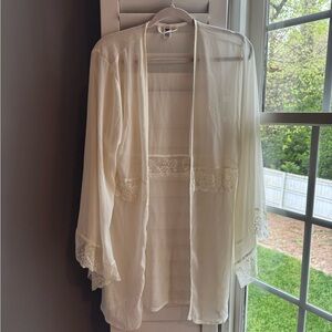 Bridal lace detail sheer robe